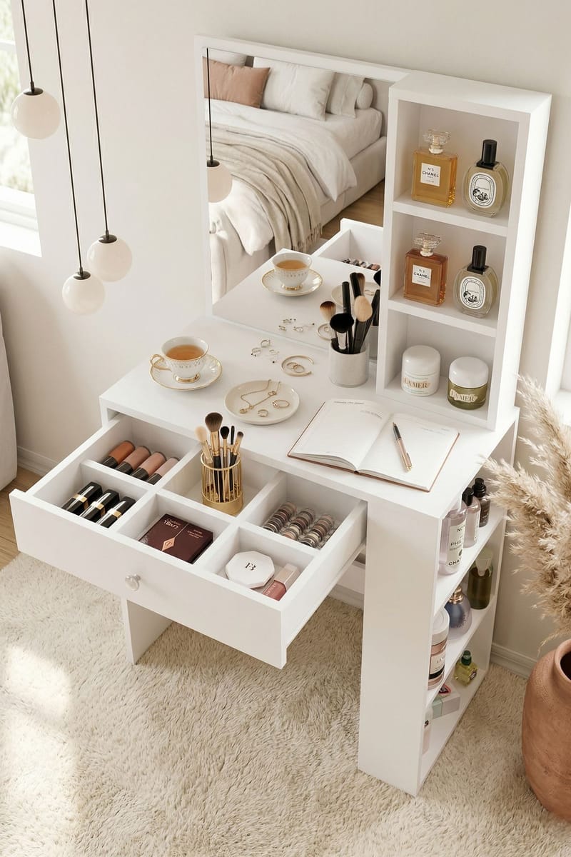 Gravo Sminkbord 69,4x135x40 cm - Vit - Products - Möbler - Bord & matgrupp - Sminkbord & toalettbord