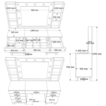 Koren Sminkbord 139,9x147x139,9 cm - Vit - Products - Möbler - Bord & matgrupp - Sminkbord & toalettbord