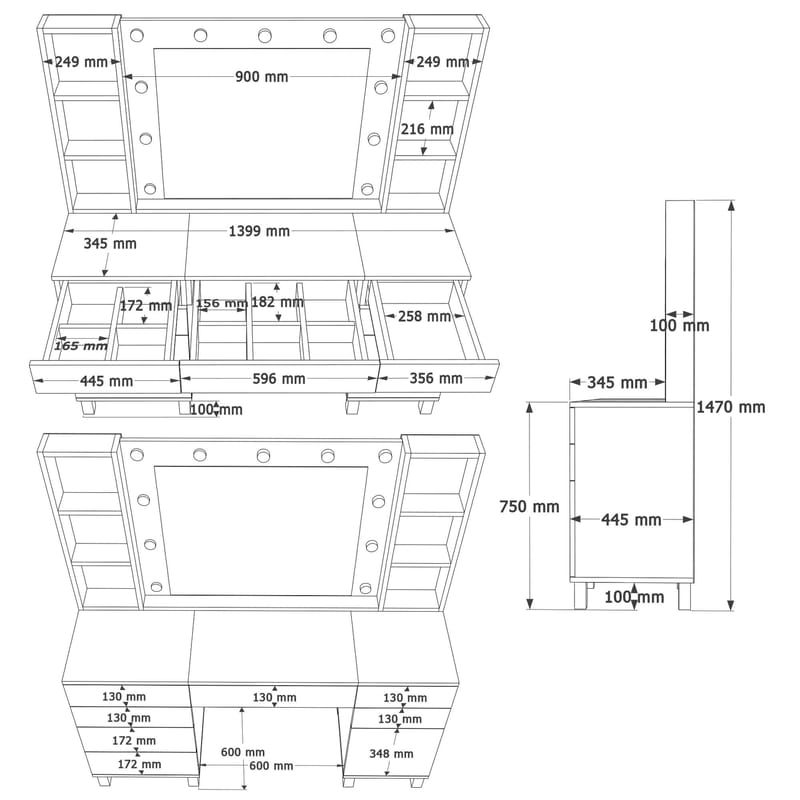 Koren Sminkbord 139,9x147x139,9 cm - Vit - Products - Möbler - Bord & matgrupp - Sminkbord & toalettbord