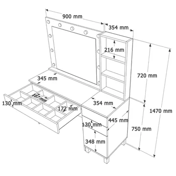 Levio Sminkbord 125,4x147x44,5 cm - Vit - Products - Möbler - Bord & matgrupp - Sminkbord & toalettbord