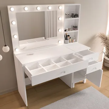 Levio Sminkbord 125,4x147x44,5 cm - Vit - Products - Möbler - Bord & matgrupp - Sminkbord & toalettbord