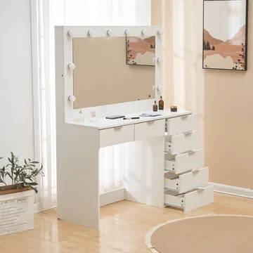 Sminkbord med spegel, belysning och förvaring - Vit - Products - Möbler - Bord & matgrupp - Sminkbord & toalettbord