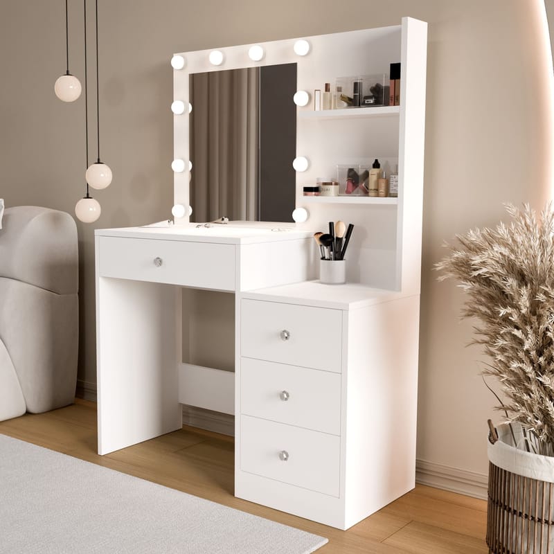 Uvero Sminkbord 69,4x135x40 cm - Vit - Products - Möbler - Bord & matgrupp - Sminkbord & toalettbord