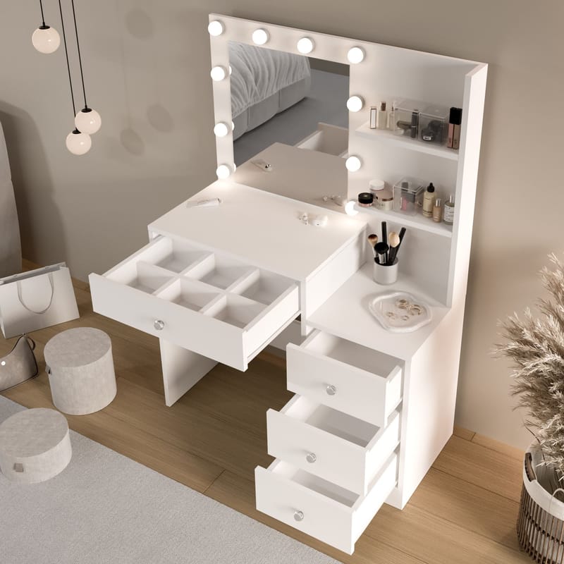 Uvero Sminkbord 69,4x135x40 cm - Vit - Products - Möbler - Bord & matgrupp - Sminkbord & toalettbord