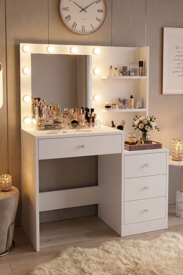 Uvero Sminkbord 69,4x135x40 cm - Vit - Products - Möbler - Bord & matgrupp - Sminkbord & toalettbord