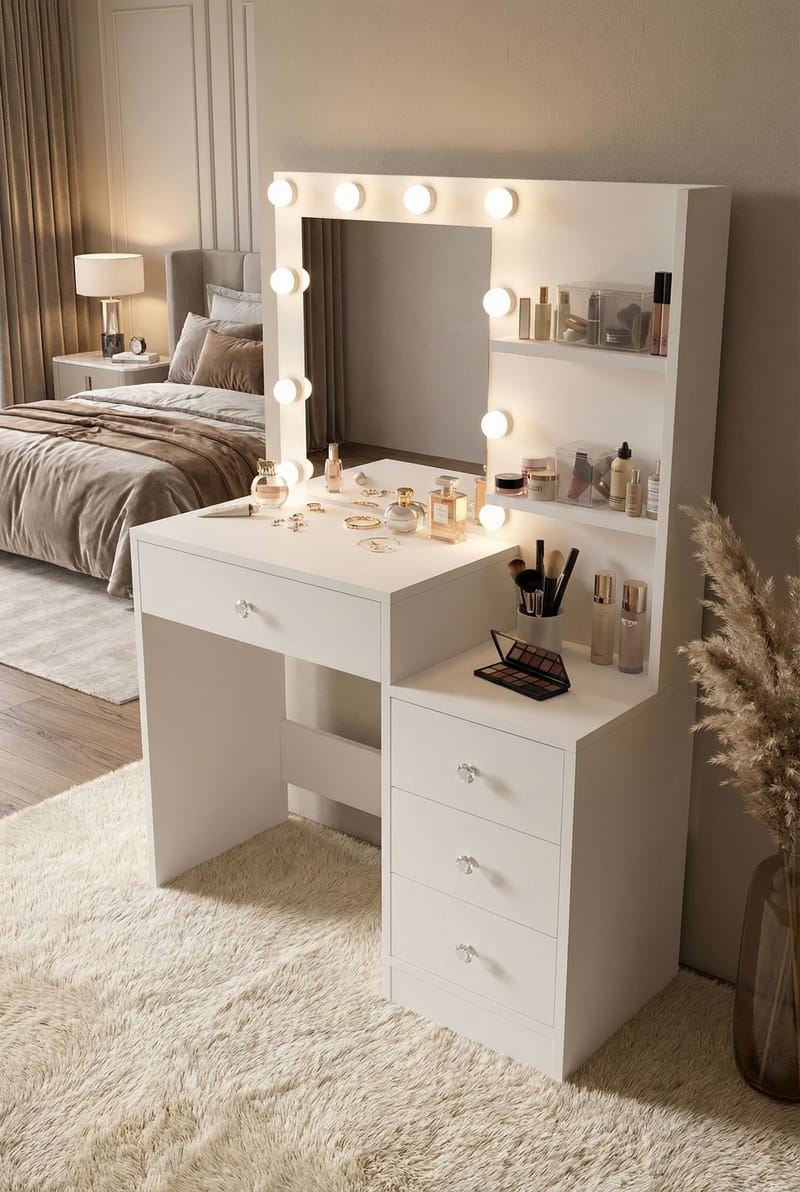 Uvero Sminkbord 69,4x135x40 cm - Vit - Products - Möbler - Bord & matgrupp - Sminkbord & toalettbord