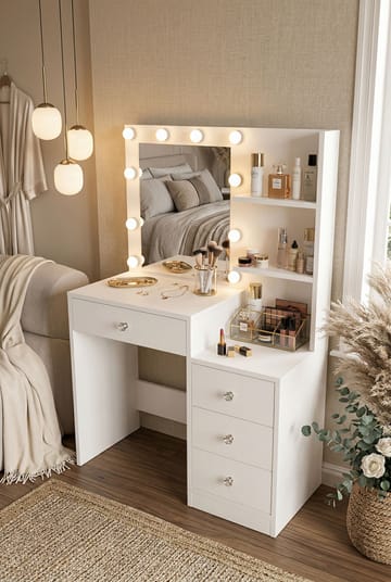 Uvero Sminkbord 69,4x135x40 cm - Vit - Products - Möbler - Bord & matgrupp - Sminkbord & toalettbord
