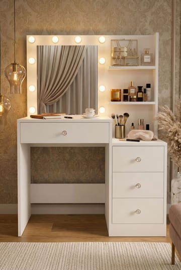 Uvero Sminkbord 69,4x135x40 cm - Vit - Products - Möbler - Bord & matgrupp - Sminkbord & toalettbord