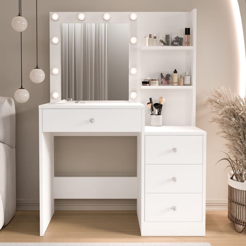 Uvero Sminkbord 69,4x135x40 cm - Vit - Products - Möbler - Bord & matgrupp - Sminkbord & toalettbord