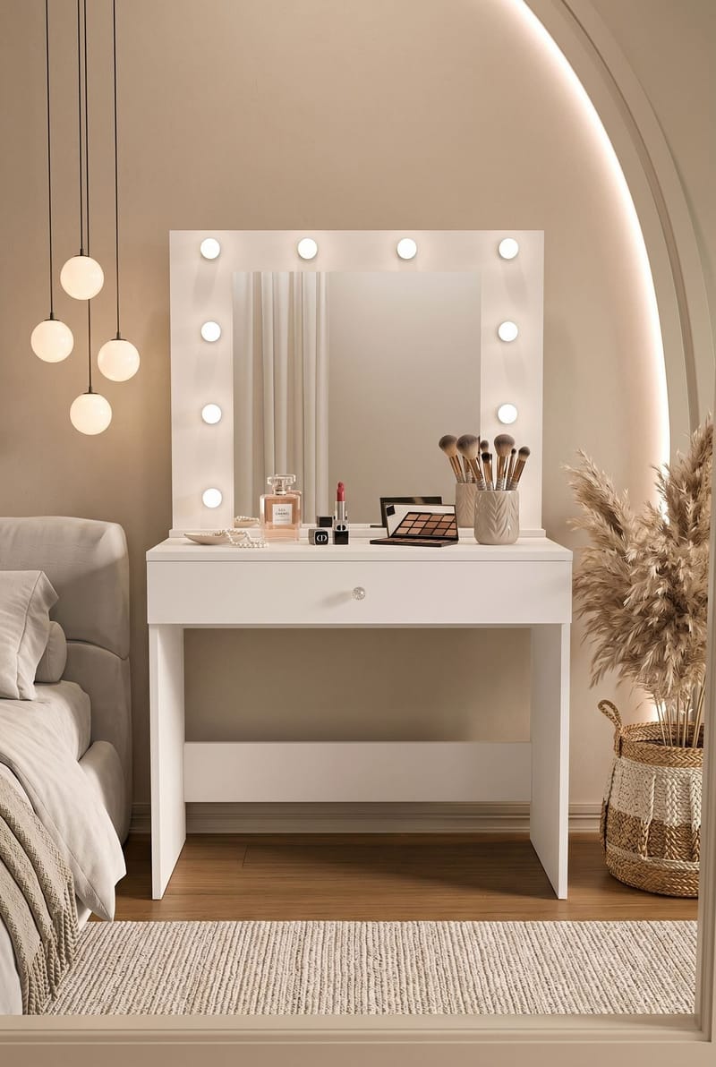 Yoren Sminkbord 80x147x42,5 cm - Vit - Products - Möbler - Bord & matgrupp - Sminkbord & toalettbord