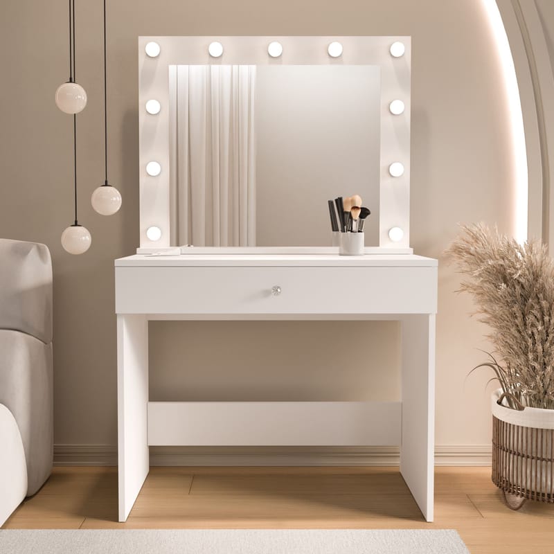 Yoren Sminkbord 80x147x42,5 cm - Vit - Products - Möbler - Bord & matgrupp - Sminkbord & toalettbord