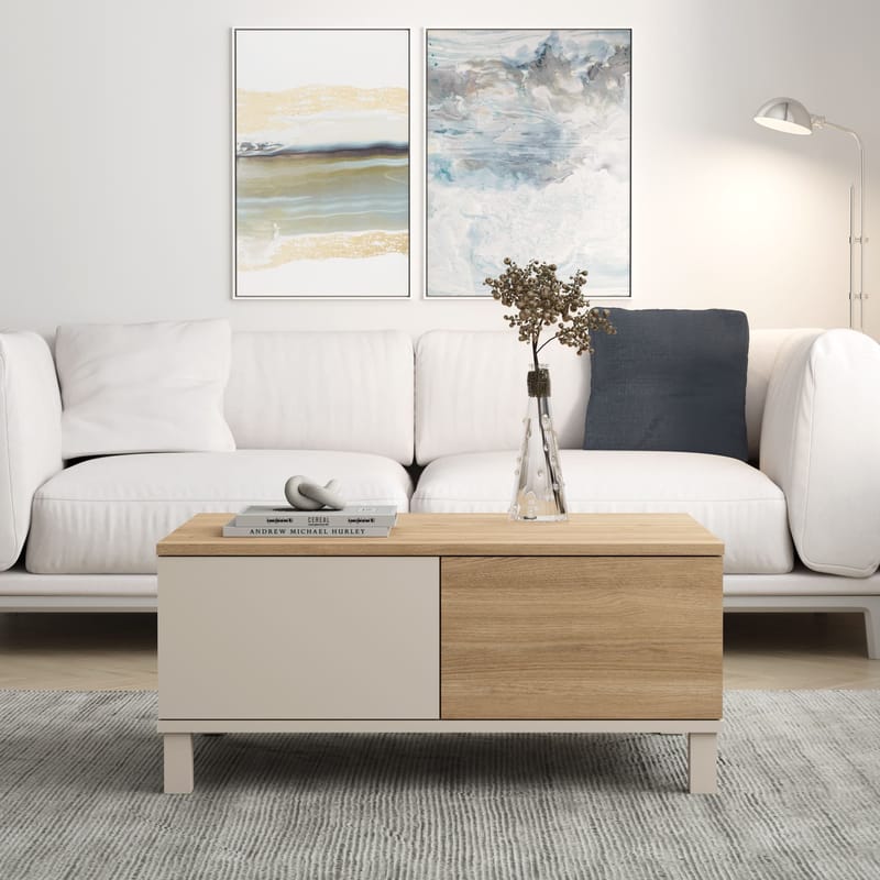 Aldarte Soffbord 90x40x60 cm - Sand och ek - Products - Möbler - Bord & matgrupp - Soffbord