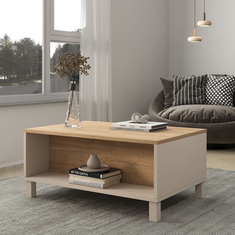 Aldarte Soffbord 90x40x60 cm - Sand och ek - Products - Möbler - Bord & matgrupp - Soffbord