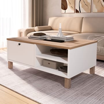 Avero Soffbord 90x38,6x60 cm - Vit och ek - Products - Möbler - Bord & matgrupp - Soffbord