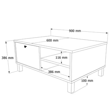 Avero Soffbord 90x38,6x60 cm - Vit och ek - Products - Möbler - Bord & matgrupp - Soffbord
