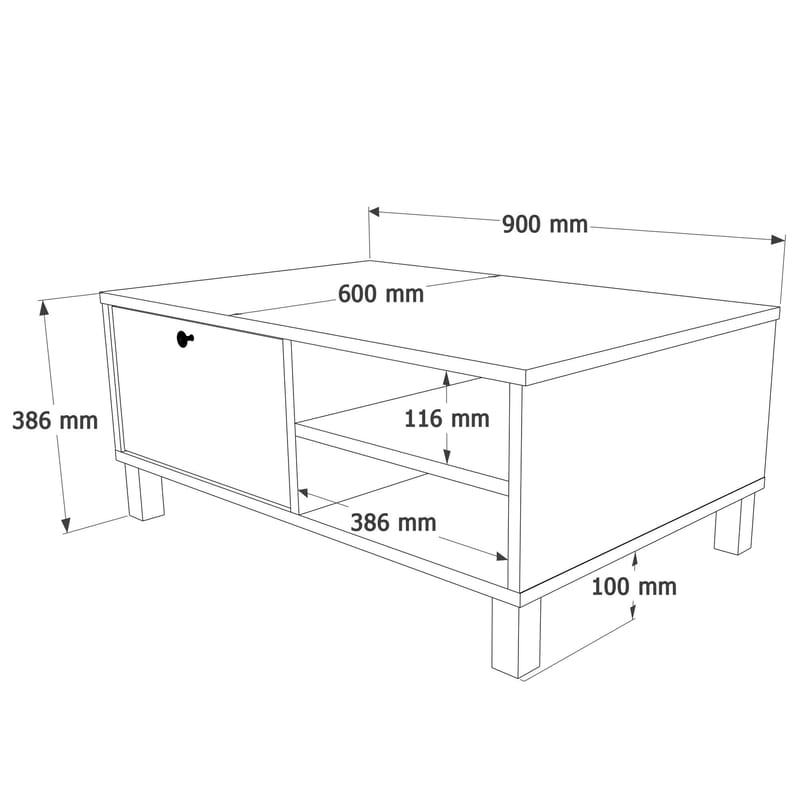 Avero Soffbord 90x38,6x60 cm - Vit och ek - Products - Möbler - Bord & matgrupp - Soffbord
