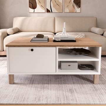 Avero Soffbord 90x38,6x60 cm - Vit och ek - Products - Möbler - Bord & matgrupp - Soffbord