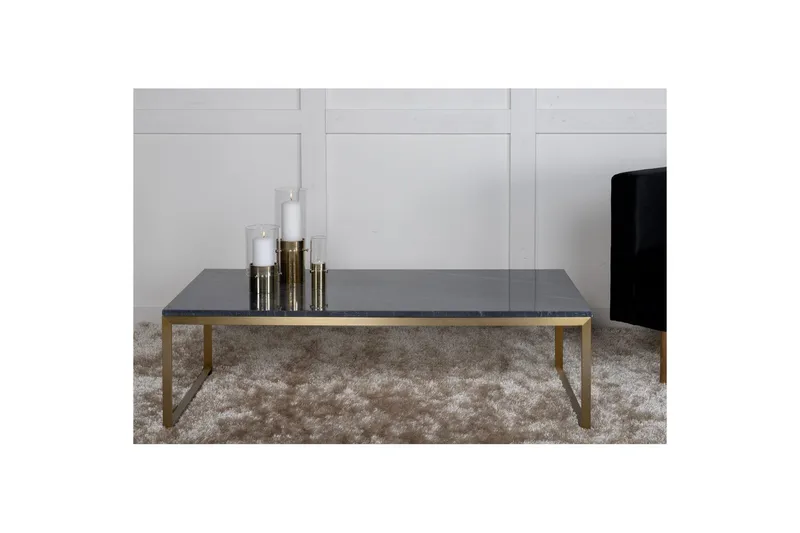 Soffbord Estelle Rektangulärt 60x120 cm Marmor - Grå / Mässing - Products - Möbler - Bord & matgrupp - Soffbord