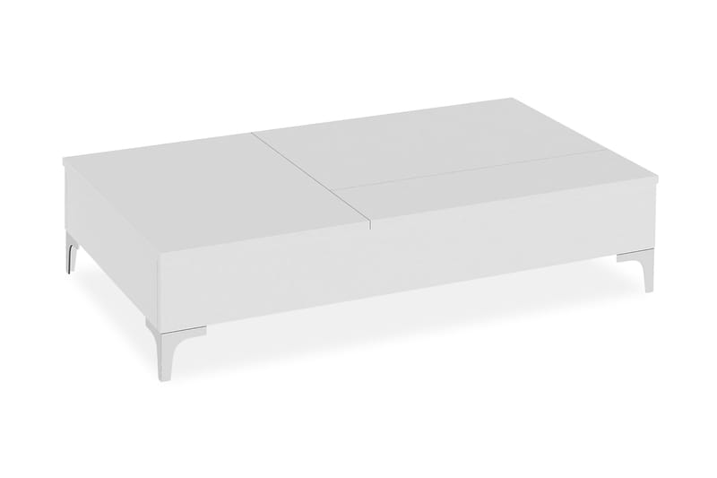 Furny Home Soffbord 121 cm Höj- och Sänkbar med Förvaring, Vit
