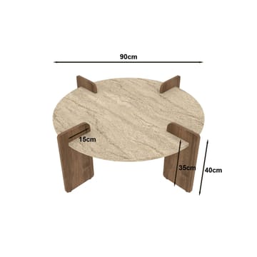 Harvo Soffbord 90x35x90 cm - Travertin och valnöt - Products - Möbler - Bord & matgrupp - Soffbord