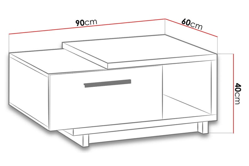 Ingram Soffbord 90 cm med Förvaring Låda + Hylla - Natur/Svart - Products - Möbler - Bord & matgrupp - Soffbord - Soffbord med förvaring
