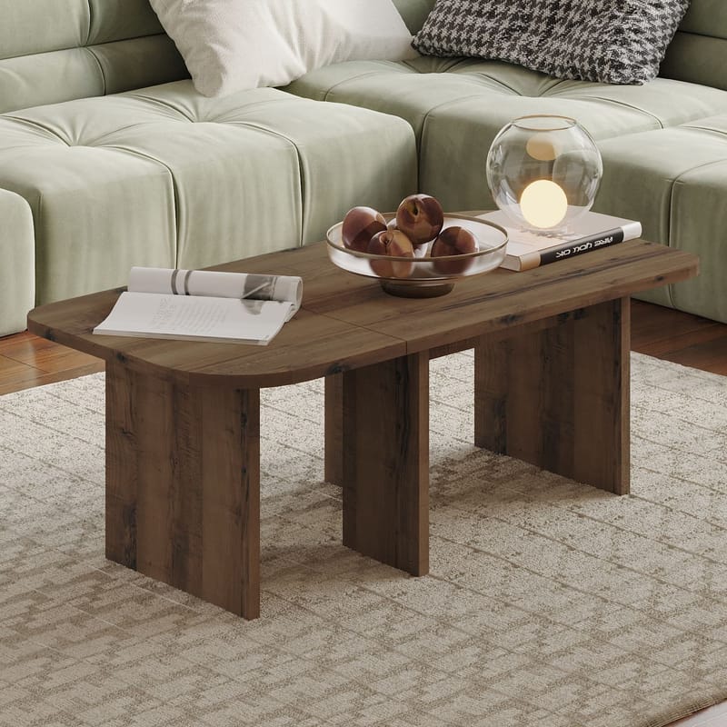 Iris Soffbordsset 90x35x45 cm - Antik valnöt - Products - Möbler - Bord & matgrupp - Soffbord - Soffbord med förvaring