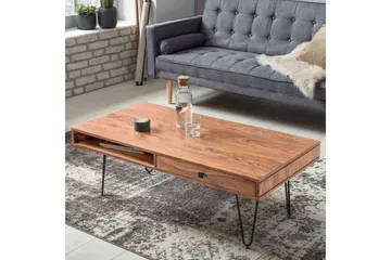 Langner Soffbord 60 cm med Förvaring 2 Lådor + Hyllor - Akacia/Svart - Products - Möbler - Bord & matgrupp - Soffbord - Soffbord med förvaring