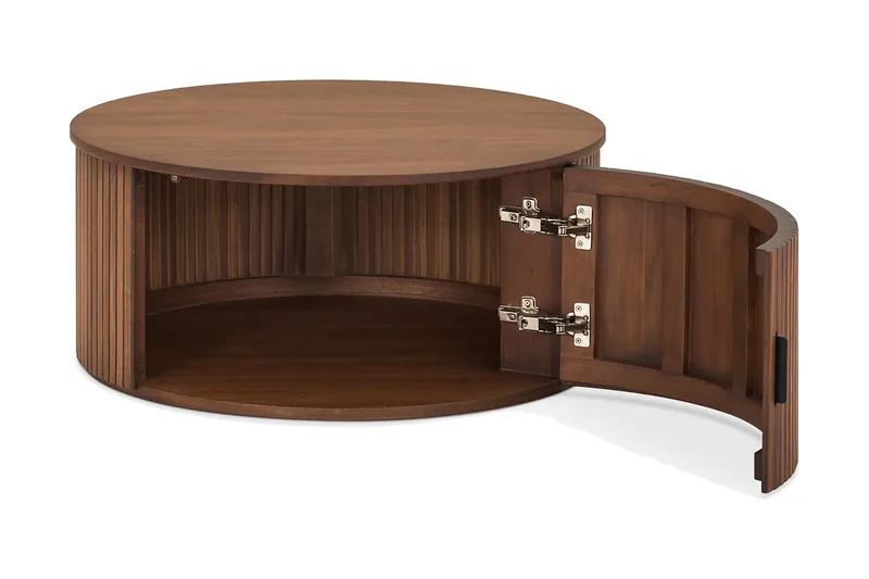 Noira Runt Soffbord 80 cm med Förvaring Låda - Valnöt / Bunt Trä - Products - Möbler - Bord & matgrupp - Soffbord - Soffbord med förvaring