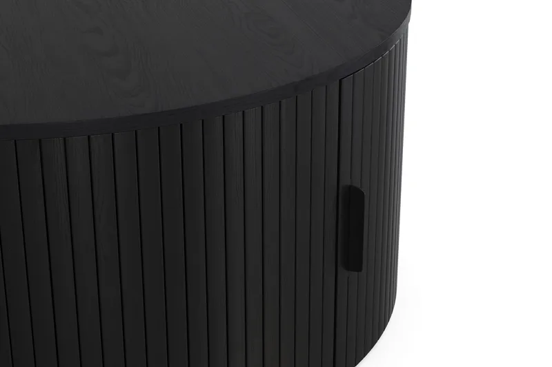 Noira Runt Soffbord 80 cm med Förvaring Ribbad - Svartlaserad ek - Products - Möbler - Bord & matgrupp - Soffbord - Soffbord med förvaring