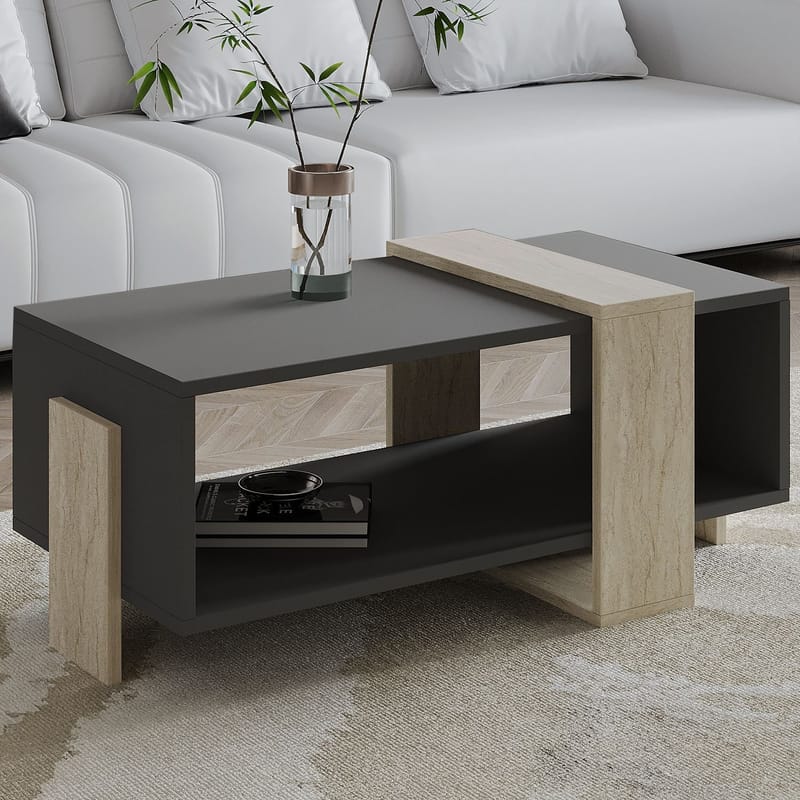 Norell Soffbord 90x40x49 cm - Travertine och Anthracite - Products - Möbler - Bord & matgrupp - Soffbord - Soffbord med förvaring