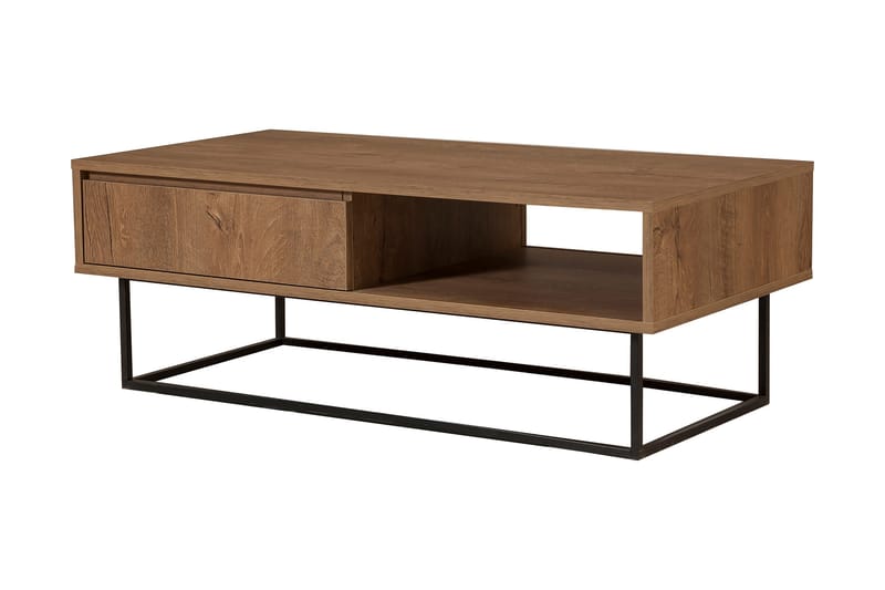 Pocono Soffbord 120 cm med Förvaring Hylla + Låda - Mörkbrun/Svart - Products - Möbler - Bord & matgrupp - Soffbord - Soffbord med förvaring
