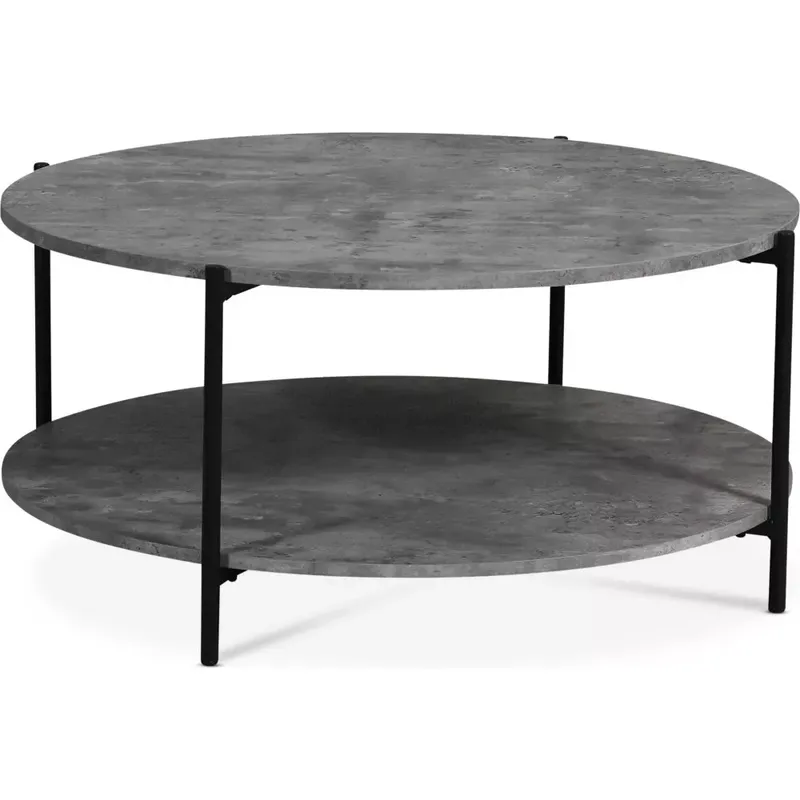 Shanghai runt soffbord Ø90 cm - Cementimitation med svart ram - Products - Möbler - Bord & matgrupp - Soffbord - Soffbord med förvaring