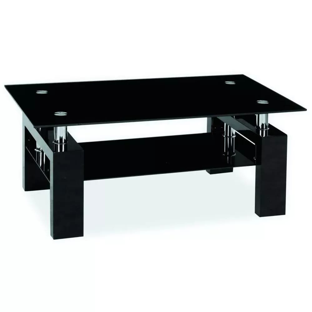 Soffbord 110 x 60 cm - Svart / Glas