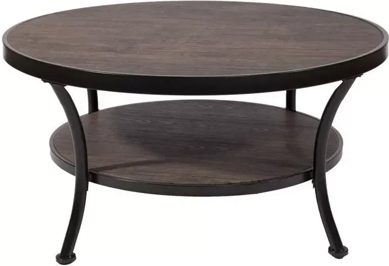 Soffbord mörkbetsad trä/svart Ø91 cm - Manilla - Mörkbetsad trä/svart - Products - Möbler - Bord & matgrupp - Soffbord - Soffbord med förvaring