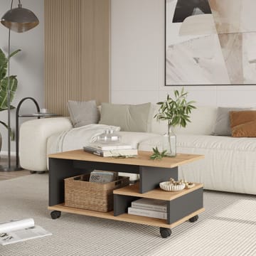 Solven Soffbord 90x42,5x51 cm - Ek och antracit - Products - Möbler - Bord & matgrupp - Soffbord - Soffbord med hjul