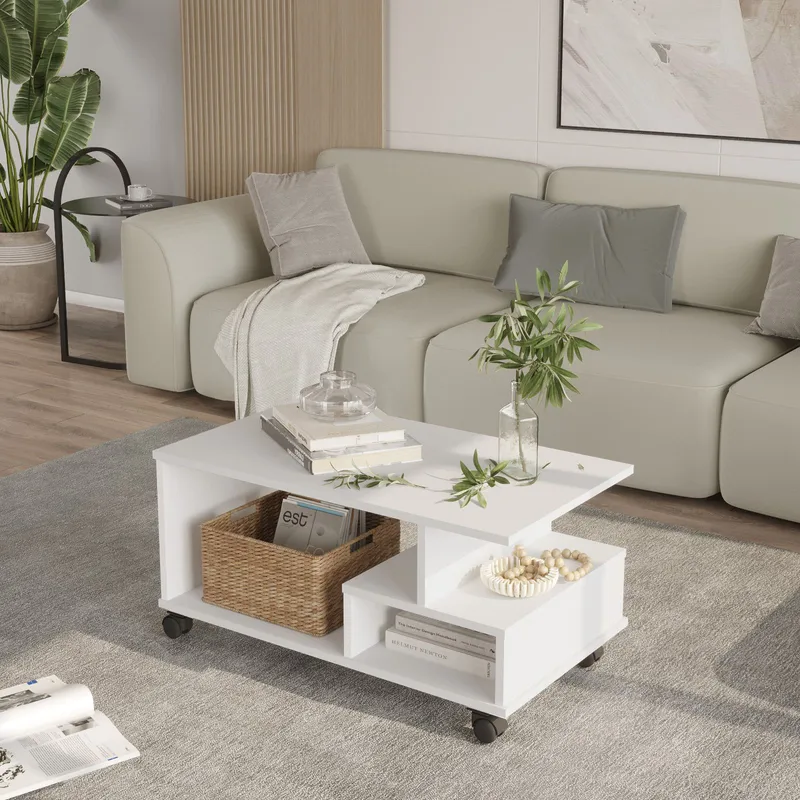 Solven Soffbord 90x42,5x51 cm - Vit - Products - Möbler - Bord & matgrupp - Soffbord - Soffbord med hjul