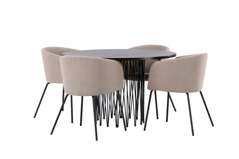 Stone Matgrupp 120 cm Rund med 4 Berit stolar - Beige - Products - Möbler - Bord & matgrupp - Matgrupp