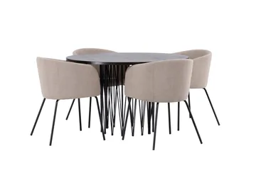 Stone Matgrupp 120 cm Rund med 4 Berit stolar - Beige - Products - Möbler - Bord & matgrupp - Matgrupp