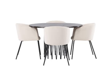 Stone Matgrupp 120 cm Rund med 4 Berit stolar - Beige - Products - Möbler - Bord & matgrupp - Matgrupp