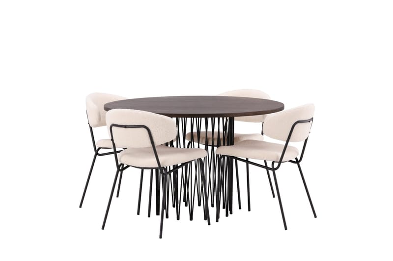 Stone Matgrupp 120 cm Rund med 4 Chico Stolar - Svart - Products - Möbler - Bord & matgrupp - Matgrupp