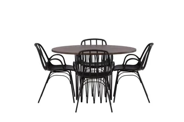 Stone Matgrupp 120 cm Rund med 4 Dyrön stolar - Svart - Products - Möbler - Bord & matgrupp - Matgrupp