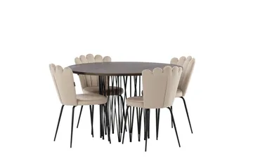 Stone Matgrupp 120 cm Rund med 4 Limhamn stolar - Beige - Products - Möbler - Bord & matgrupp - Matgrupp