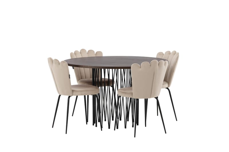 Stone Matgrupp 120 cm Rund med 4 Limhamn stolar - Beige - Products - Möbler - Bord & matgrupp - Matgrupp