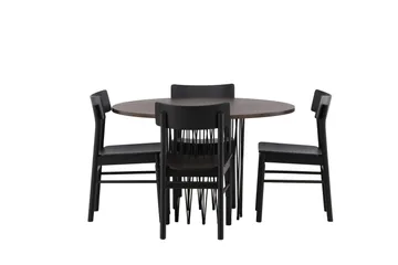 Stone Matgrupp 120 cm Rund med 4 Montros stolar - Svart - Products - Möbler - Bord & matgrupp - Matgrupp