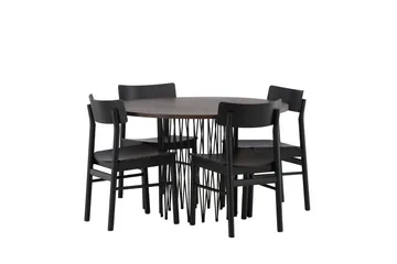 Stone Matgrupp 120 cm Rund med 4 Montros stolar - Svart - Products - Möbler - Bord & matgrupp - Matgrupp