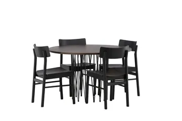 Stone Matgrupp 120 cm Rund med 4 Montros stolar - Svart - Products - Möbler - Bord & matgrupp - Matgrupp