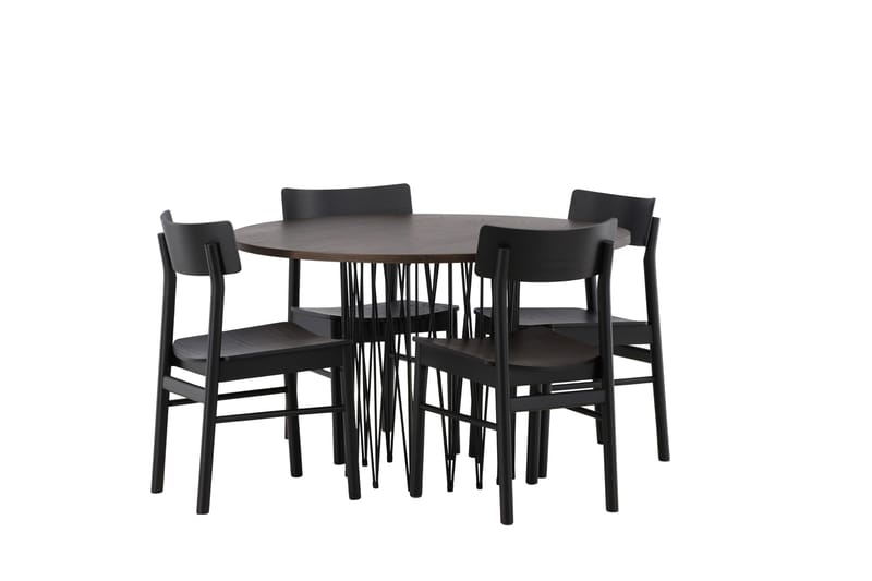 Stone Matgrupp 120 cm Rund med 4 Montros stolar - Svart - Products - Möbler - Bord & matgrupp - Matgrupp