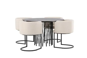 Stone Matgrupp 120 cm Rund med 4 Simrishamn stolar - Beige - Products - Möbler - Bord & matgrupp - Matgrupp