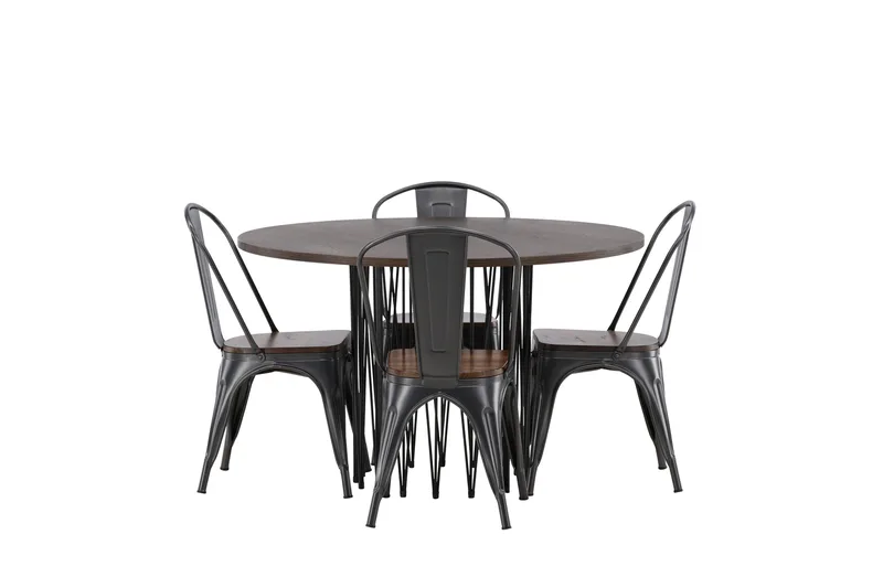 Stone Matgrupp 120 cm Rund med 4 Tempe stolar - Mocca - Products - Möbler - Bord & matgrupp - Matgrupp