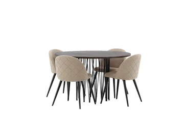 Stone Matgrupp 120 cm Rund med 4 Velvet stolar - Beige - Products - Möbler - Bord & matgrupp - Matgrupp